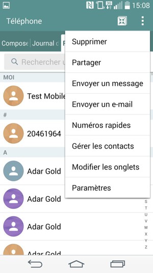 Sélectionnez Gérer les contacts