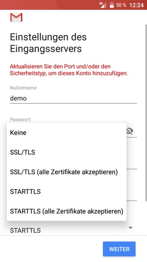 Wählen Sie Keine und WEITER