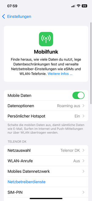 Wählen Sie SIM-PIN