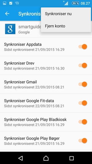 Vælg Synkroniser nu