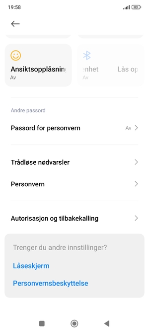 Bla til og velg Personvern