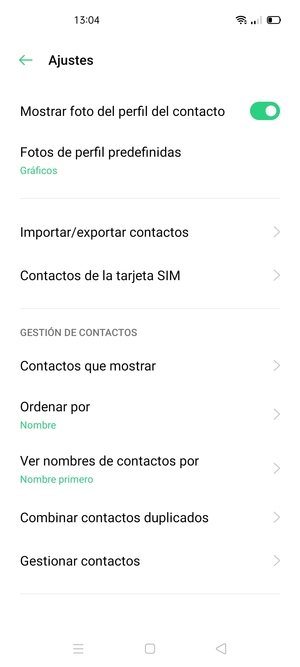 Seleccione Contactos de la tarjeta SIM