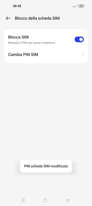 Il tuo PIN  scheda SIM è stato modificato