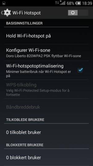 Slå på Wi-Fi Hotspot