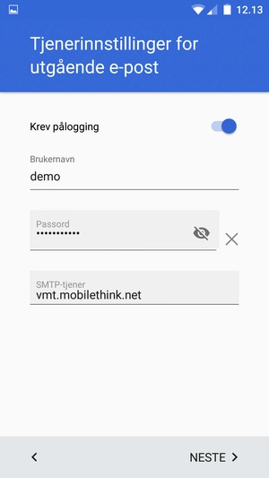 Skriv inn utgående serveradresse