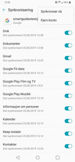 Velg Synkroniser nå
