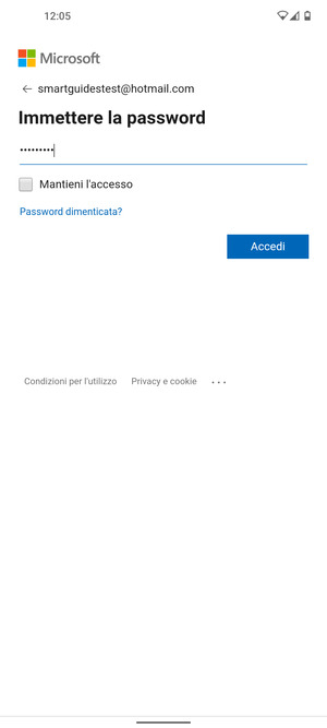 Inserisci la tua password e seleziona Accedi