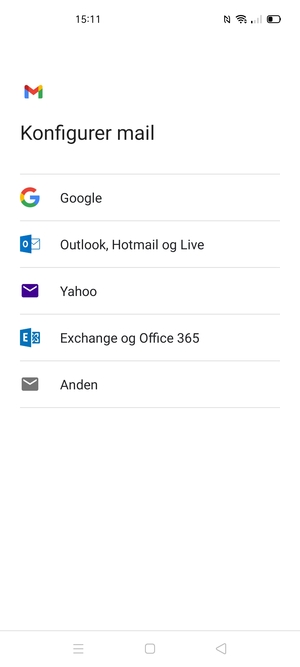 Vælg Exchange og Office 365