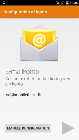 Indtast din e-mailadresse og vælg Næste