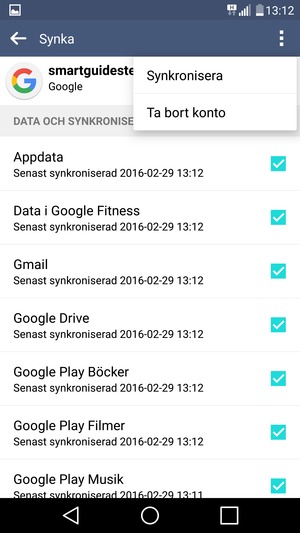 Välj Synkronisera