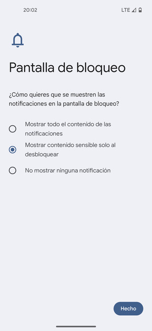 Seleccione la opción deseada y seleccione Hecho