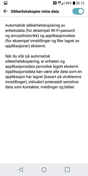 Velg tilbake-knappen