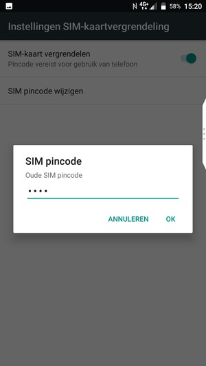 Voer uw Oude SIM pincode in en selecteer OK