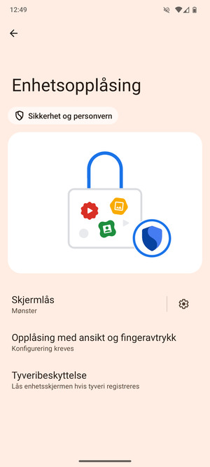 Telefonen din er nå sikret med en skjermlås