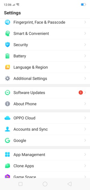 Scroll to and select Additional Settings