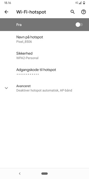 Vælg Adgangskode til hotspot