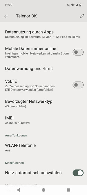Um das Netzwerk zu wechseln, falls Probleme auftreten, schalten Sie Netz automatisch auswählen aus