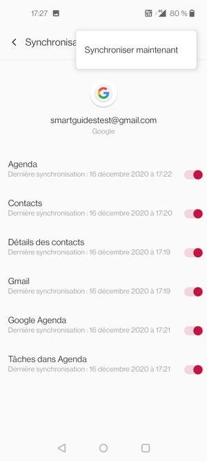 Sélectionnez Synchroniser maintenant