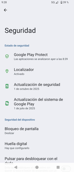 Seleccione Bloqueo de pantalla