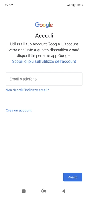 Inserisci il tuo indirizzo Gmail e seleziona Avanti