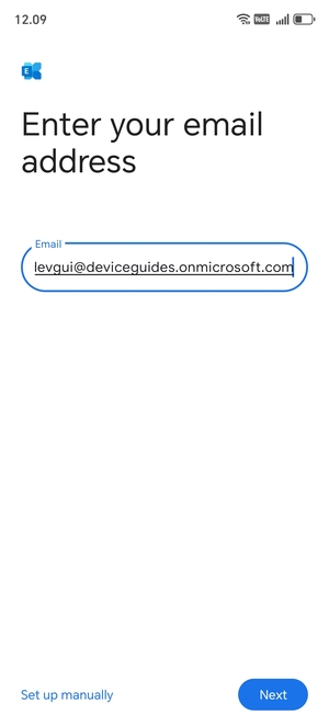 Enter your Email address and  select Set up manually