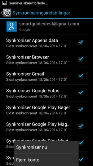 Vælg Synkroniser nu