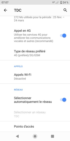 Faites défiler et sélectionnez Points d'accès