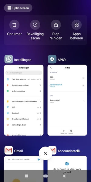 Selecteer het Verwijderen-pictogram om alle actieve apps te sluiten