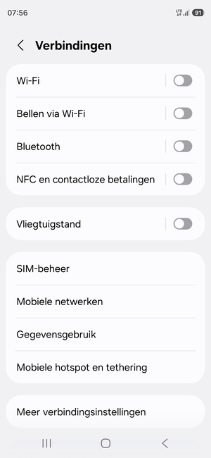 Selecteer Mobiele netwerken