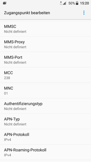 Scrollen Sie nach unten und geben Sie MMS-Informationen ein