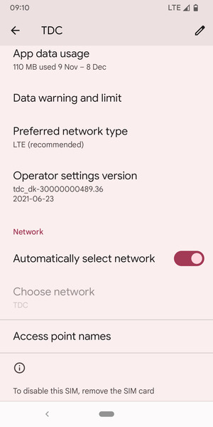 Scroll to and select Access point names
