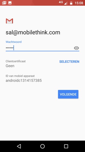 Voer uw wachtwoord in en selecteer VOLGENDE