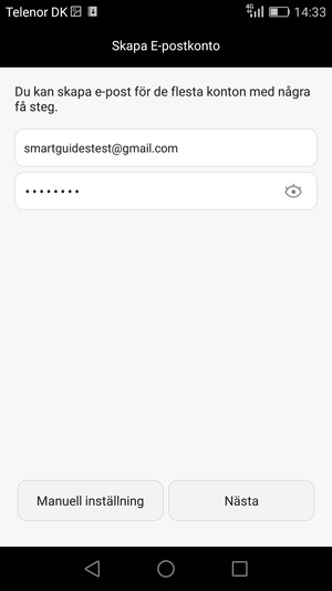 Ange din Gmail- eller Hotmail-adress och lösenord. Välj Nästa