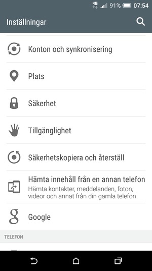 Scrolla till och välj Säkerhet