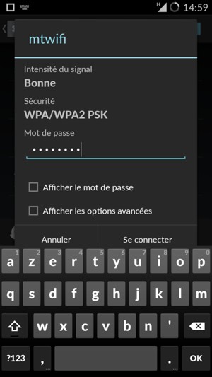 Saisissez le mot de passe du Wi-Fi et sélectionnez Se connecter