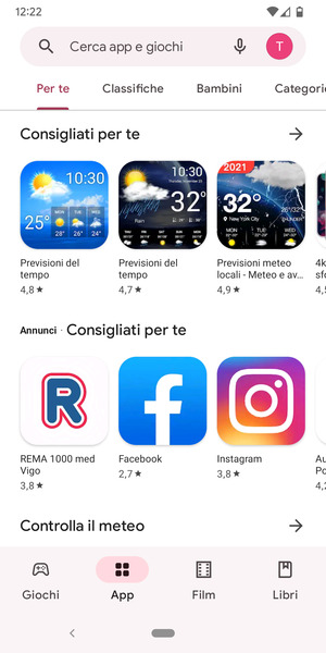 Seleziona la barra di ricerca