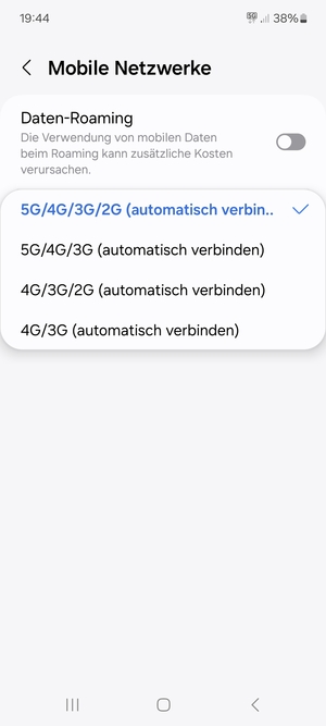 Wählen Sie die gewünschte Option