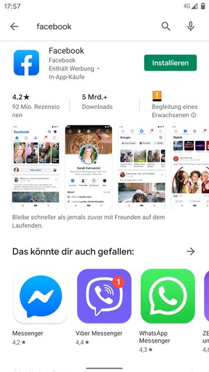 Wählen Sie die App