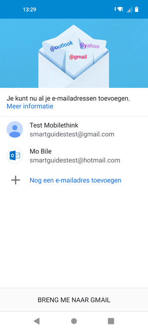 Selecteer BRENG ME NAAR GMAIL