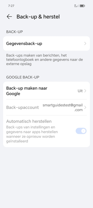Selecteer Back-up maken naar Google