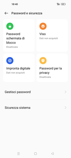 Seleziona Password schermata di blocco