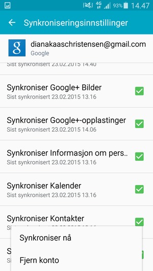 Velg Synkroniser nå