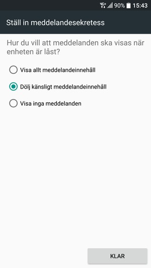 Välj KLAR