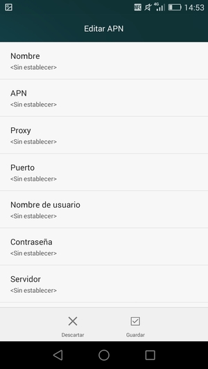 Introduzca la información de Internet