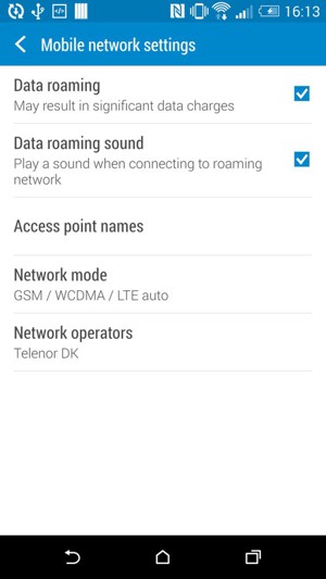 Turn Data roaming on or off