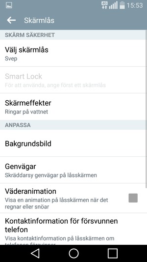 Välj Välj skärmlås