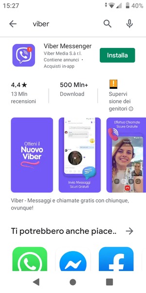 Seleziona l'applicazione