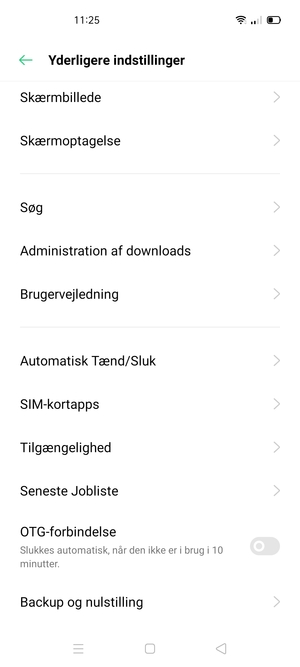 Scroll til og vælg Backup og nulstilling