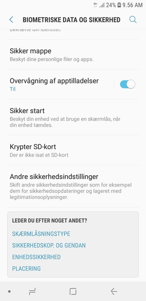 Scroll til og vælg Andre sikkerhedsindstillinger
