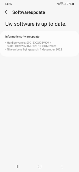 Als uw telefoon up-to-date is, zult u het volgende scherm zien